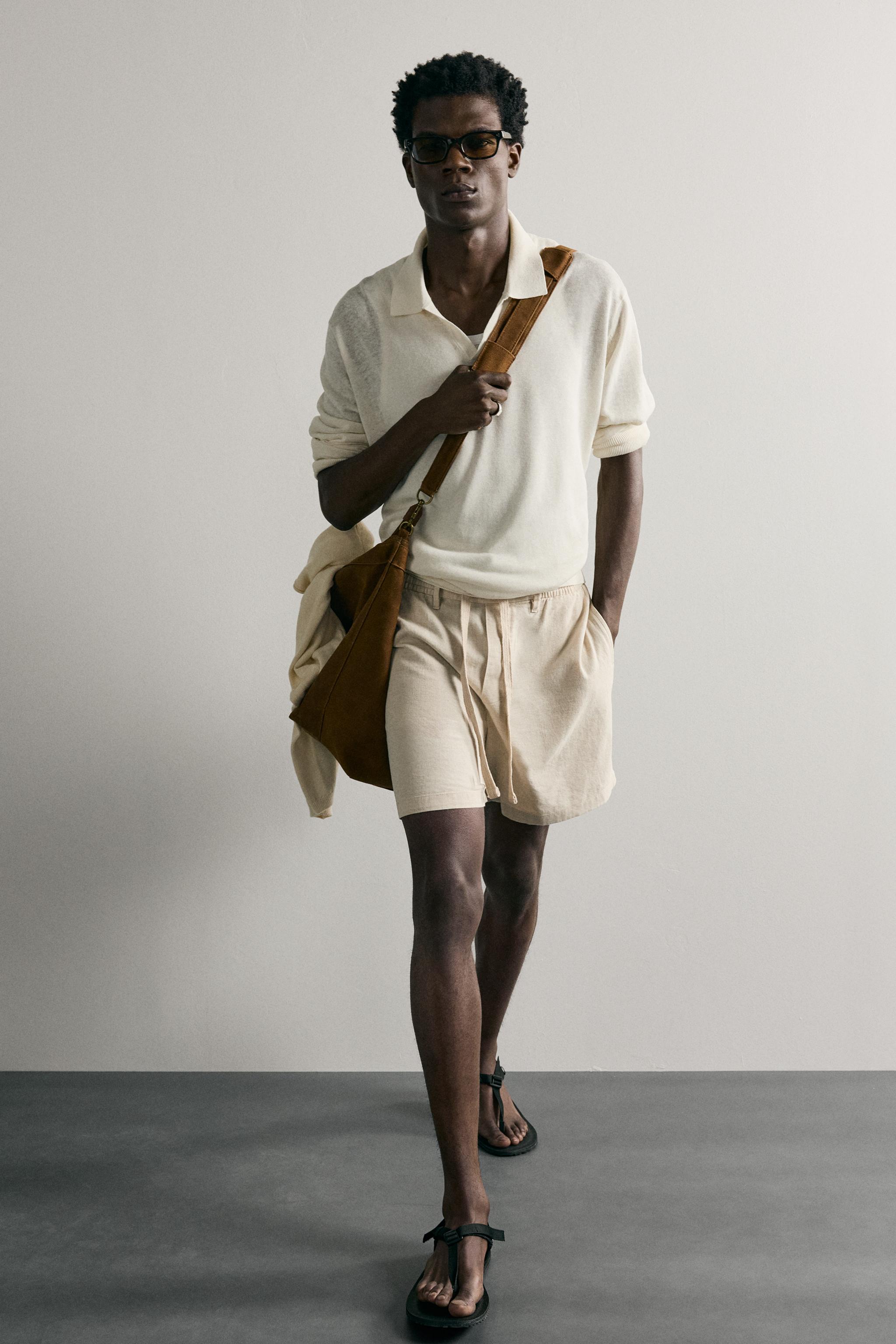SHORT RELAXED FIT EN COTON ET LIN